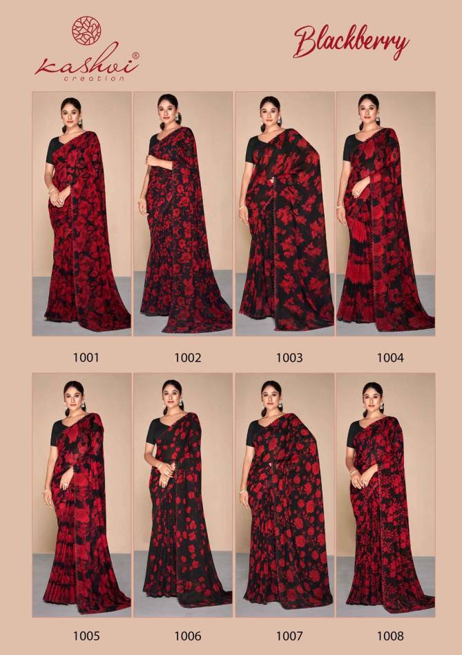 Blackberry By Kashvi Printed Pure Georgette Sarees Wholesale Price In Surat